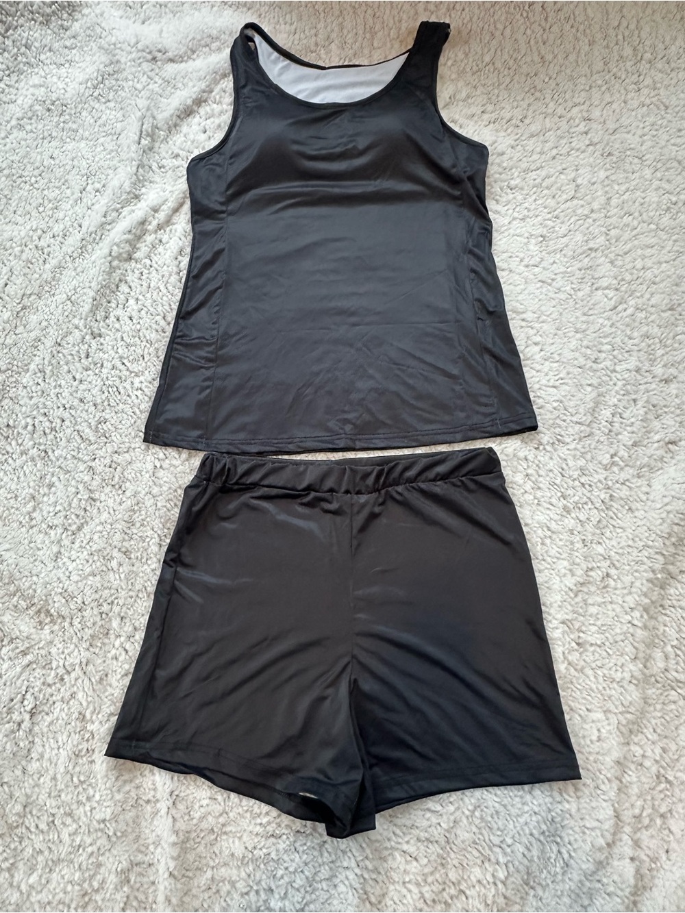 Women’s Black Swim Pajama Tankini Set with Shorts